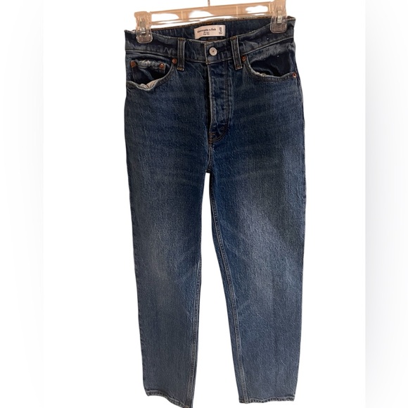 ABERCROMBIE & FITCH Hi Rise Dad Jean NWOT Size 25 Dark Denim - Picture 2 of 5